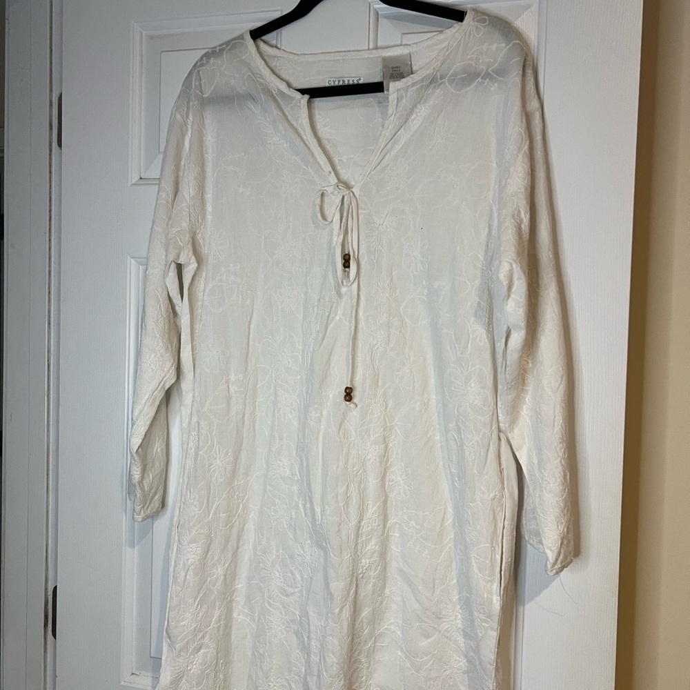 Cypress Soft Cream Cotton Fabric Oversized Cover Up
